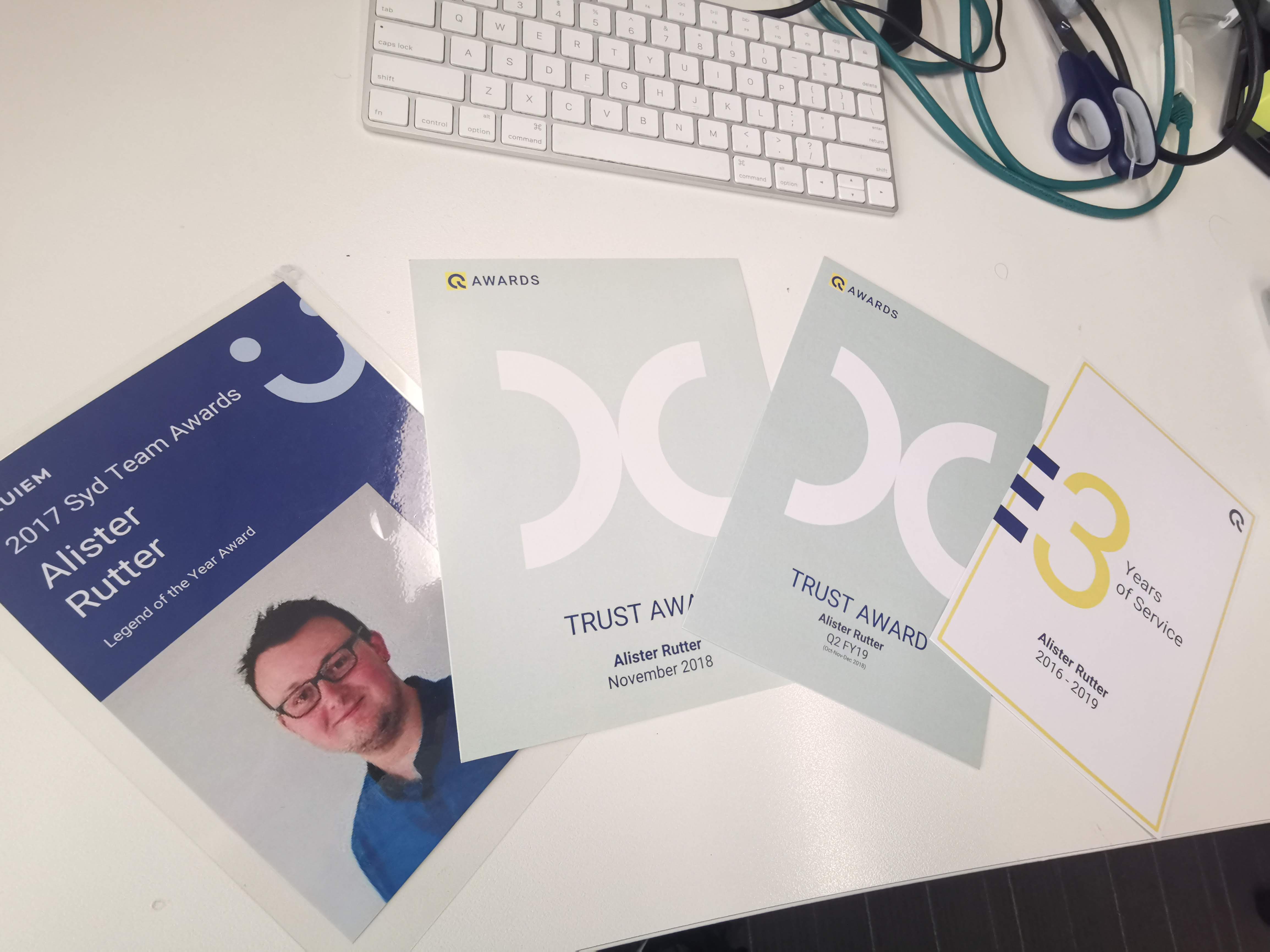 Alister's Equiem awards: Legend of the Year, Trust Award, 3 Years of Service