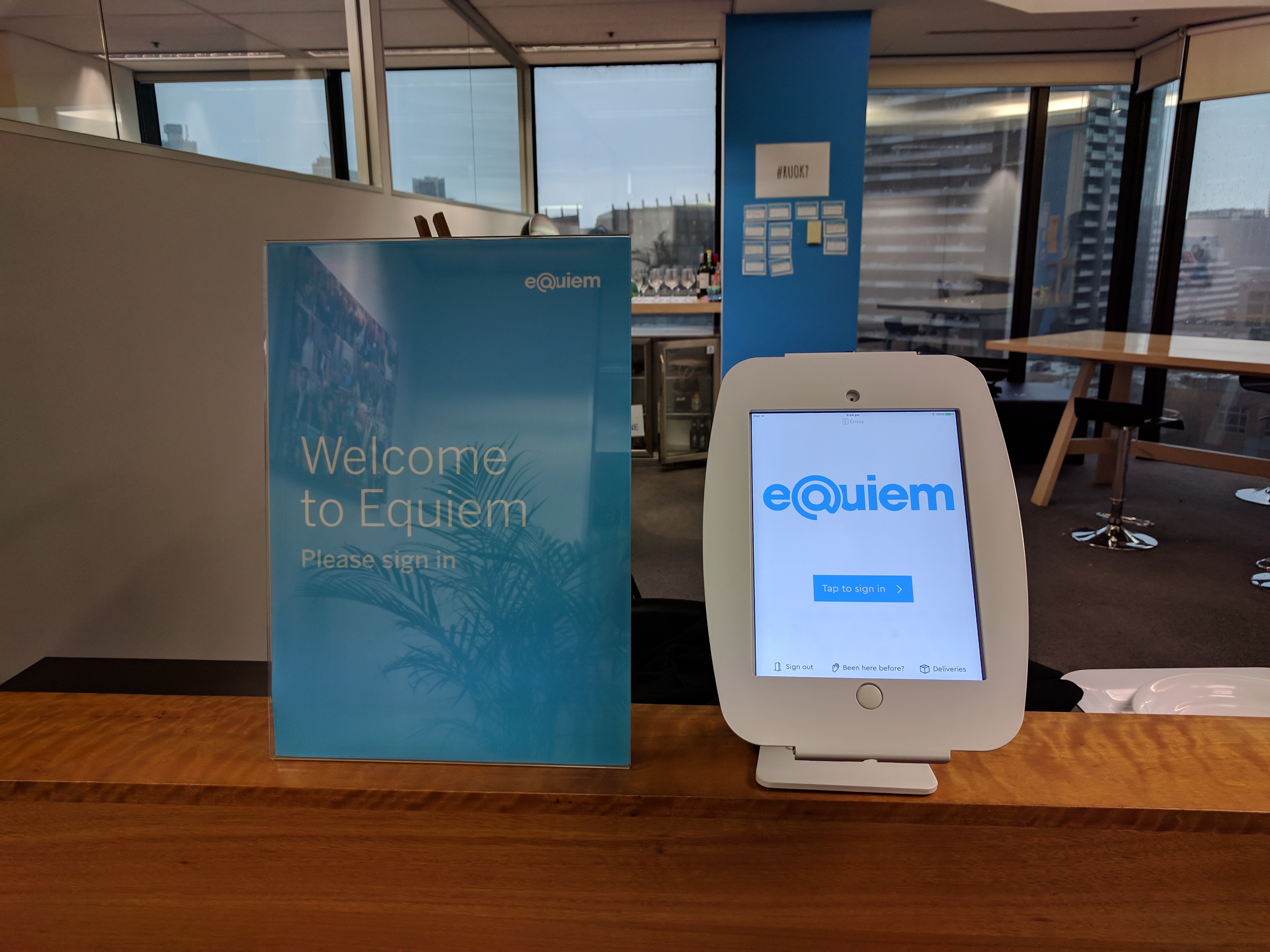iPad-based check-in kiosk Alister built at Equiem